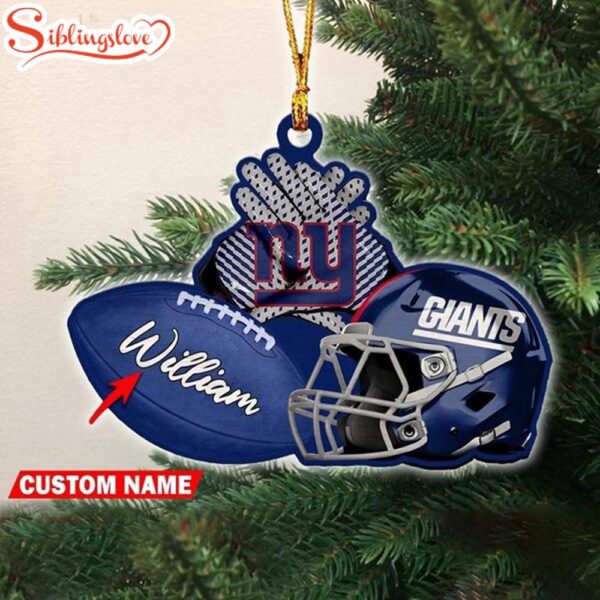 Custom Name NFL New York Giants Merry Christmas Ornament Decoration