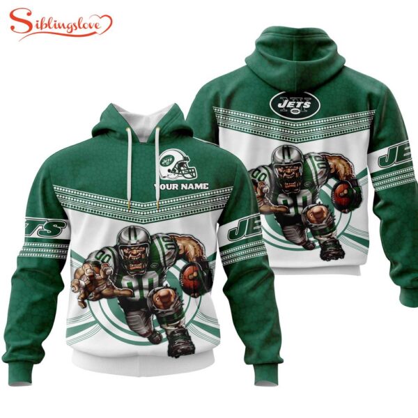 Custom Name NFL New York Jets Mascot All Over Print Hoodie Shirt