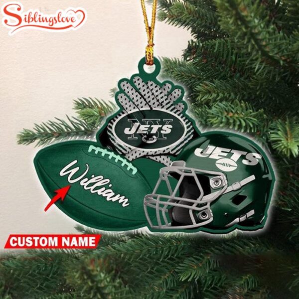 Custom Name NFL New York Jets Merry Christmas Ornament Decoration