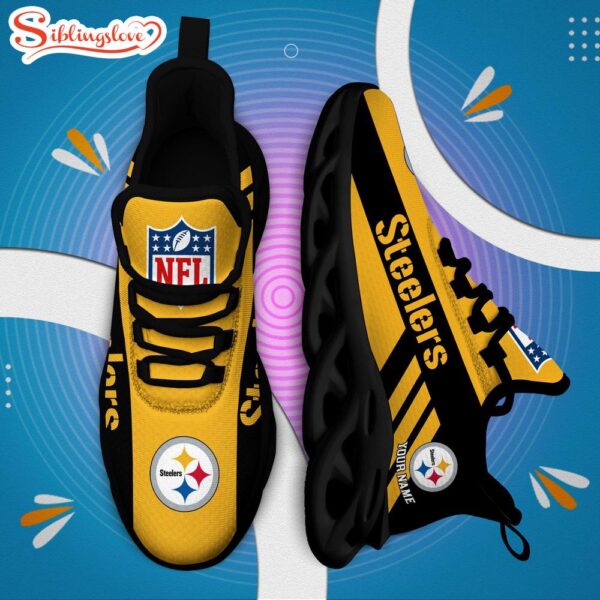 Custom Name NFL Pittsburgh Steelers Max Soul Shoes Gift For Fans