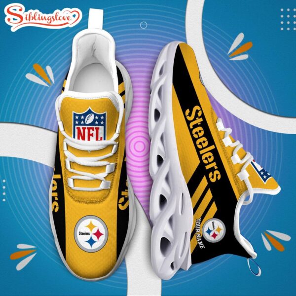 Custom Name NFL Pittsburgh Steelers Max Soul Shoes Gift For Fans