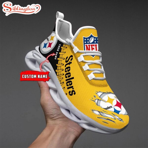 Custom Name NFL Pittsburgh Steelers Max Soul Shoes