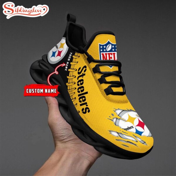 Custom Name NFL Pittsburgh Steelers Max Soul Shoes