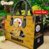 Custom Name NFL Pittsburgh Steelers Pooh Bear Leather Handbag For Fans