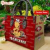 Custom Name NFL San Francisco ers Pooh Bear Leather Handbag For Fans