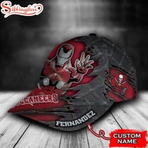 Custom Name NFL Tampa Bay Buccaneers Iron Man All Over Print 3D Classic Cap