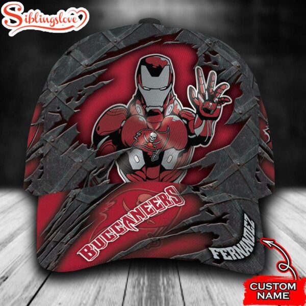 Custom Name NFL Tampa Bay Buccaneers Iron Man All Over Print 3D Classic Cap