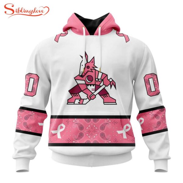 Custom Name NHL Arizona Coyotes In October We Wear pink Breast Cancer 3D Hoodie Shirt