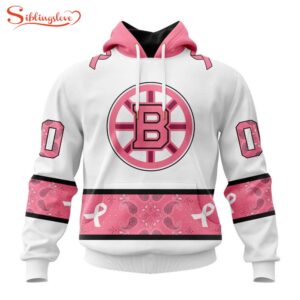 Custom Name NHL Boston Bruins In October We Wear pink Breast Cancer 3D Hoodie Shirt