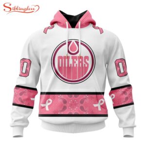 Custom Name NHL Edmonton Oilers In October We Wear pink Breast Cancer 3D Hoodie Shirt