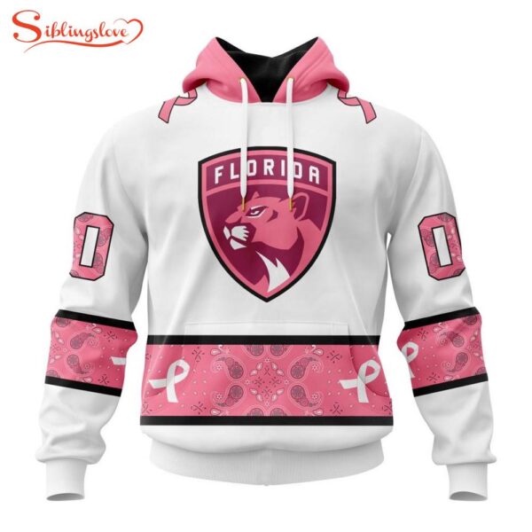 Custom Name NHL Florida Panthers In October We Wear pink Breast Cancer 3D Hoodie Shirt