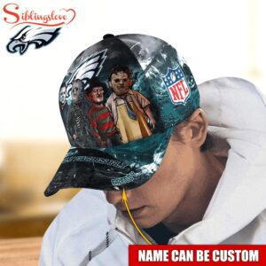 Custom Name Philadelphia Eagles NFL Horror Movie Halloween Cap