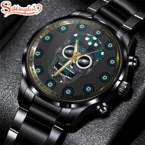 Custom Name Philadelphia Eagles NFL Men Black Stainless Steel Watch Gift For Fans