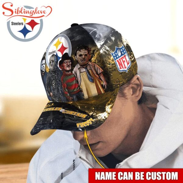 Custom Name Pittsburgh Steelers NFL Horror Movie Halloween Cap