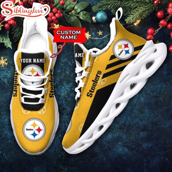 Custom Name Pittsburgh Steelers NFL New Football Team Christmas Max Soul Shoes