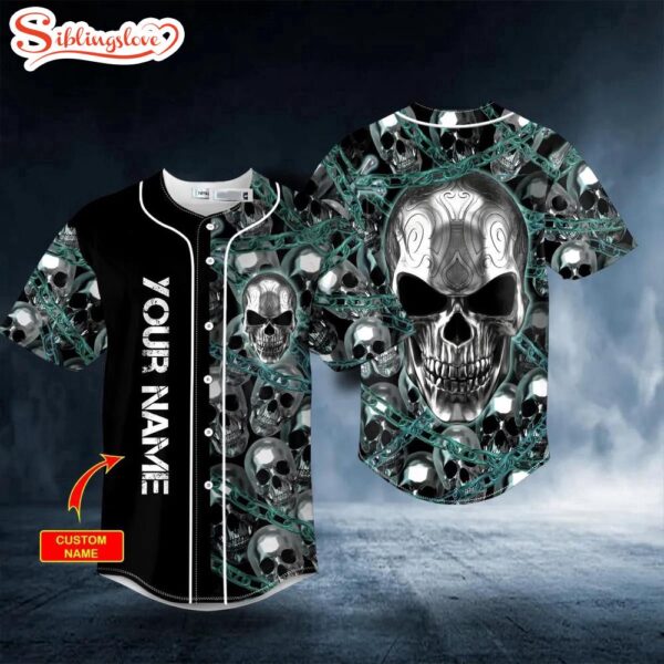 Custom Name Punisher Metal Head Skull Halloween Baseball Jersey Shirt