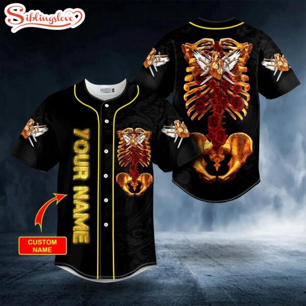 Custom Name Rose Gold Infestation Skull Halloween Baseball Jersey Shirt