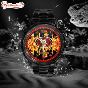 Custom Name San Francisco 49ers NFL 3D Men Black Stainless Steel Watch Gift For Fans