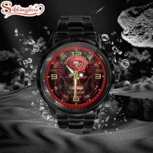 Custom Name San Francisco 49ers NFL 3D Men Black Stainless Steel Watch Gift For Fans