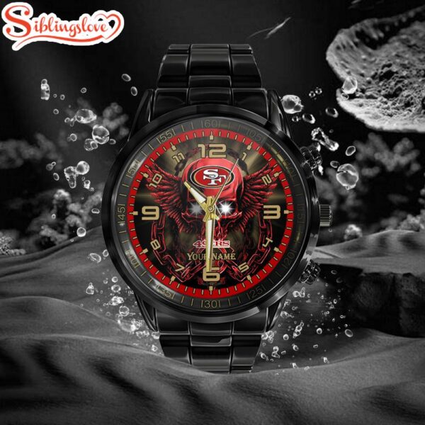 Custom Name  San Francisco 49ers NFL 3D Football Sport Black Stainless Steel Watch