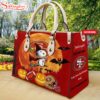 Custom Name San Francisco 49ers NFL Snoopy Halloween Women Leather Hand Bag