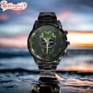 Custom Name Seattle Seahawks NFL Men Black Stainless Steel Watch Gift For Fans