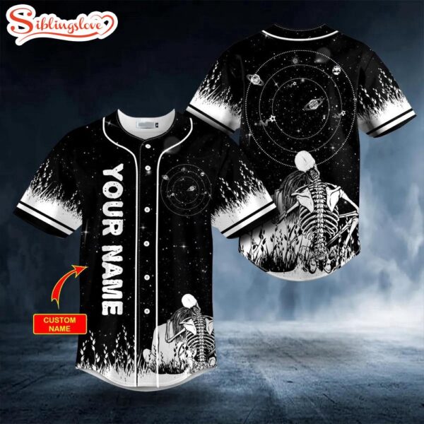 Custom Name Skull Couple Love Story Skull Halloween Baseball Jersey Shirt