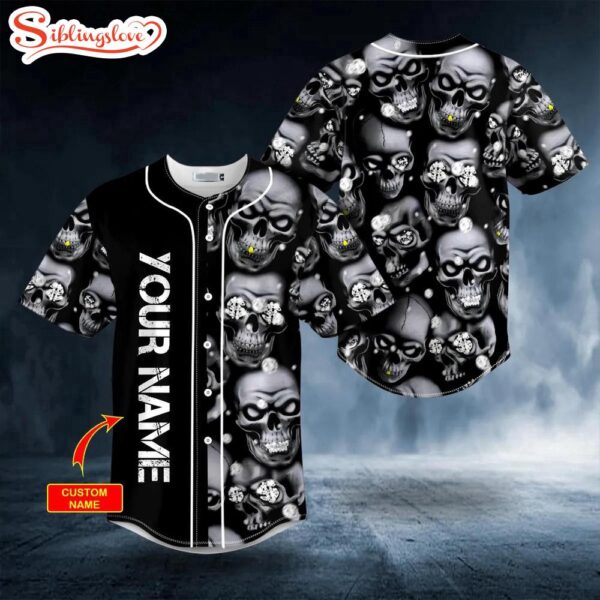 Custom Name Stuck Between IDK IDC And IDGAF Diamond Skull Halloween Baseball Jersey Shirt