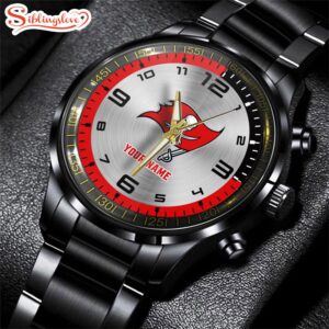 Custom Name Tampa Bay Buccaneers NFL Black Fashion Watch Gifts For Sport For Fan