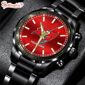 Custom Name Tampa Bay Buccaneers NFL Black Fashion Watch Gifts For Sport For Fan