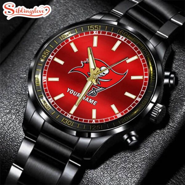 Custom Name  Tampa Bay Buccaneers NFL Black Fashion Watch Gifts For Sport For Fan