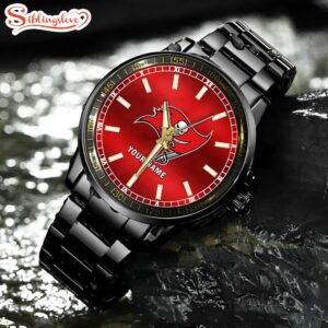 Custom Name Tampa Bay Buccaneers NFL Black Fashion Watch Gifts For Sport For Fan