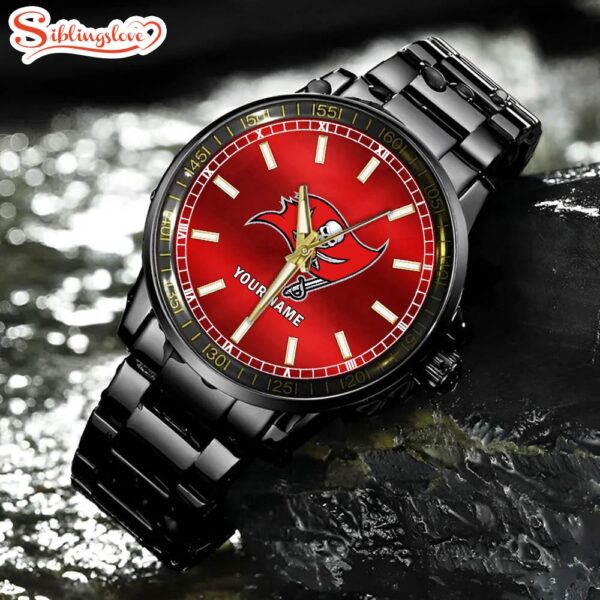 Custom Name  Tampa Bay Buccaneers NFL Black Fashion Watch Gifts For Sport For Fan