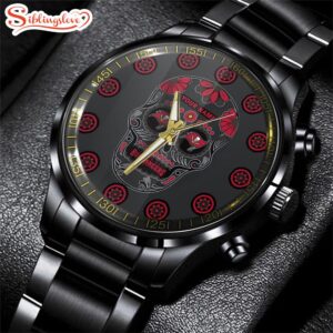 Custom Name Tampa Bay Buccaneers NFL Men Black Stainless Steel Watch Gift For Fans