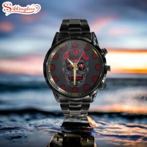 Custom Name Tampa Bay Buccaneers NFL Men Black Stainless Steel Watch Gift For Fans