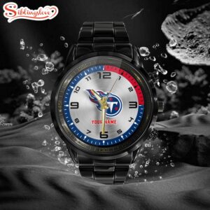 Custom Name Tennessee Titans NFL Black Stainless Steel Watch Gifts For Fans