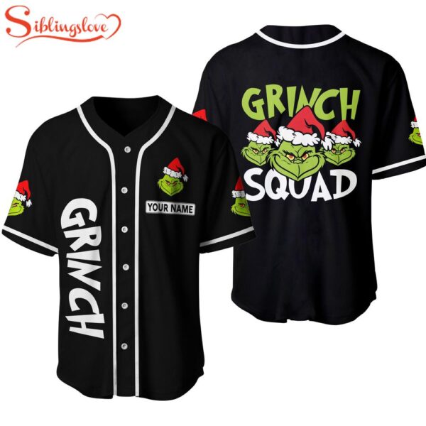 Custom Name The Grinch Christmas Baseball  Jersey Shirt