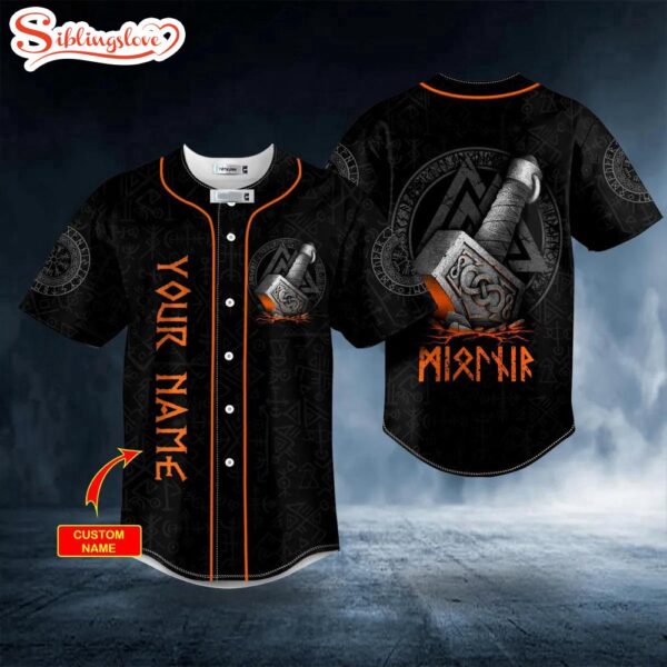 Custom Name Thor Hammer Tattoo Skull Halloween Baseball Jersey Shirt