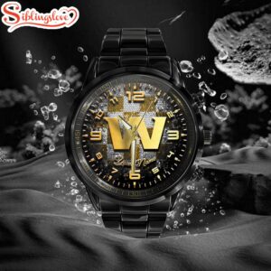 Custom Name Washington Commanders NFL 3D Men Black Stainless Steel Watch Gift For Fans