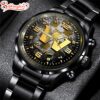 Custom Name  Washington Commanders NFL 3D Football Sport Black Stainless Steel Watch