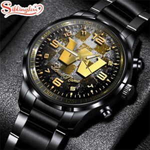 Custom Name Washington Commanders NFL 3D Men Black Stainless Steel Watch Gift For Fans