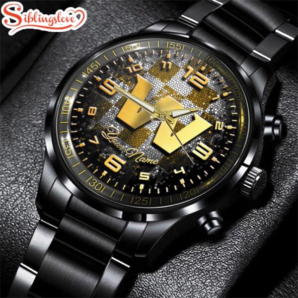 Custom Name  Washington Commanders NFL 3D Football Sport Black Stainless Steel Watch