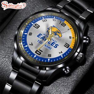 Custom Name West Coast Eagles AFL Special Black Stainless Steel Watch Gifts For Fans