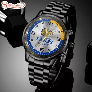 Custom Name West Coast Eagles AFL Special Black Stainless Steel Watch Gifts For Fans