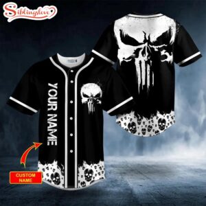 Custom Name White Punisher Skull…