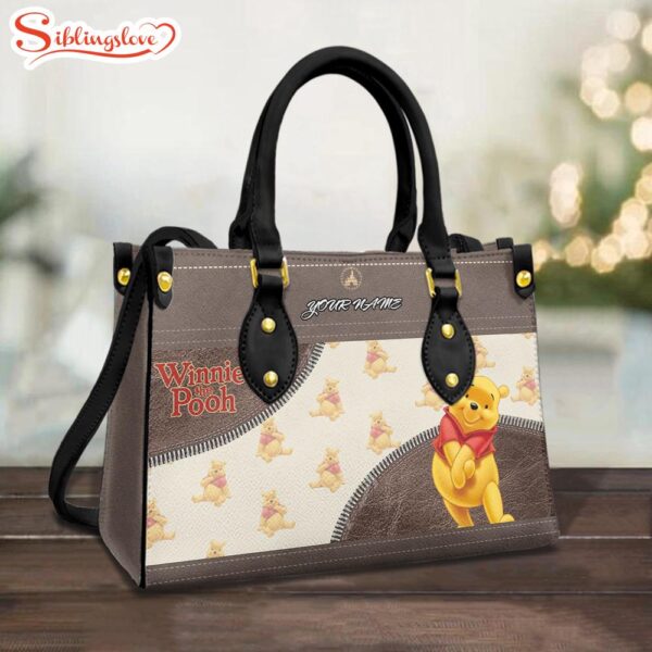 Custom Name Winnie The Pooh Leather Handbag