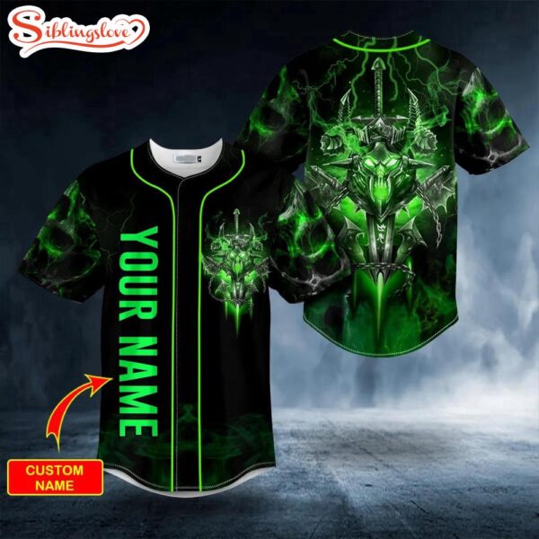 Custom Name World Of Warcraft Death Knight Sword Frost Skull Halloween Baseball Jersey Shirt