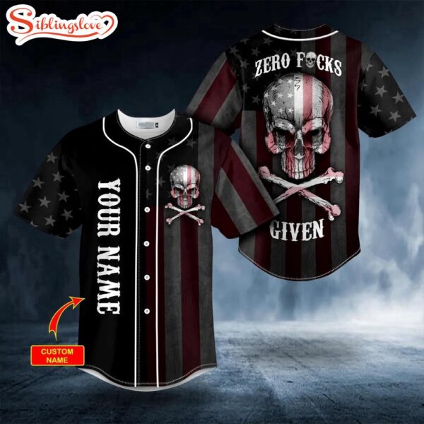 Custom Name Zero F Given American Flag Skull Halloween Baseball Jersey Shirt