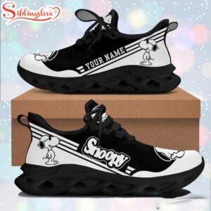 Custom Snoopy Striped Max Soul Shoes Black Shoes Gift For Fans