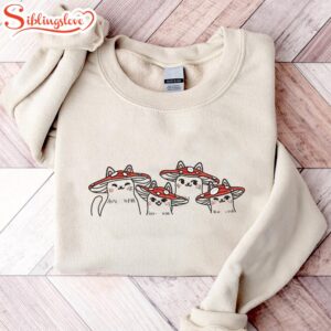 Cute Cat Embroidered Sweatshirt Fashion Style